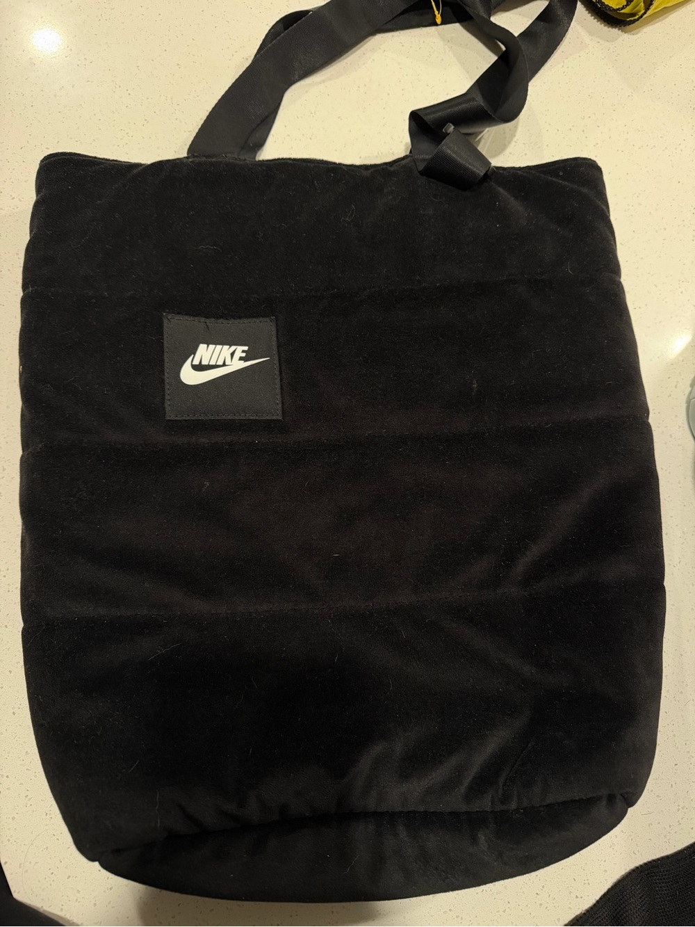 Velvet quilted Nike tote